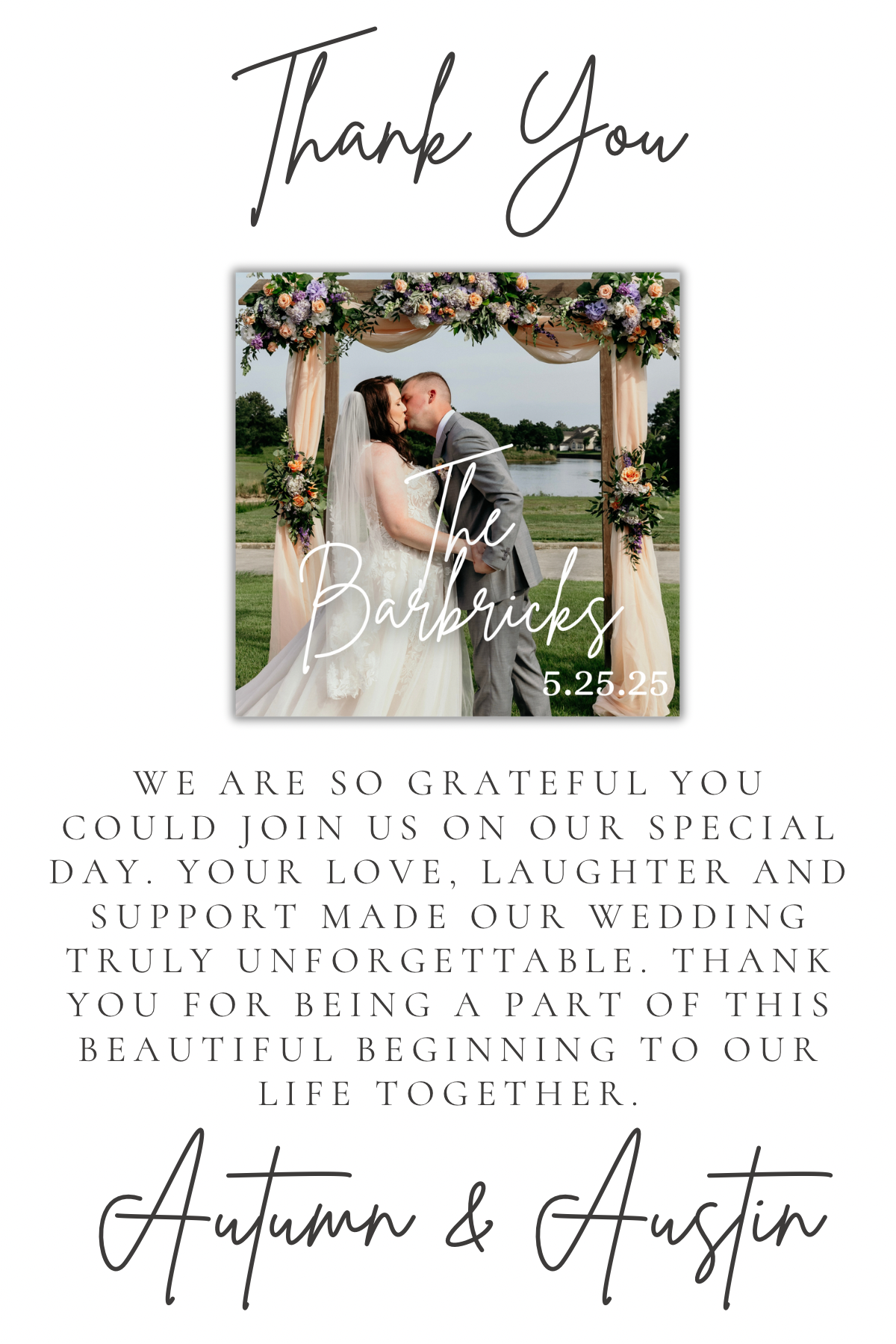 Wedding Thank You Magnet Cards - Option 2