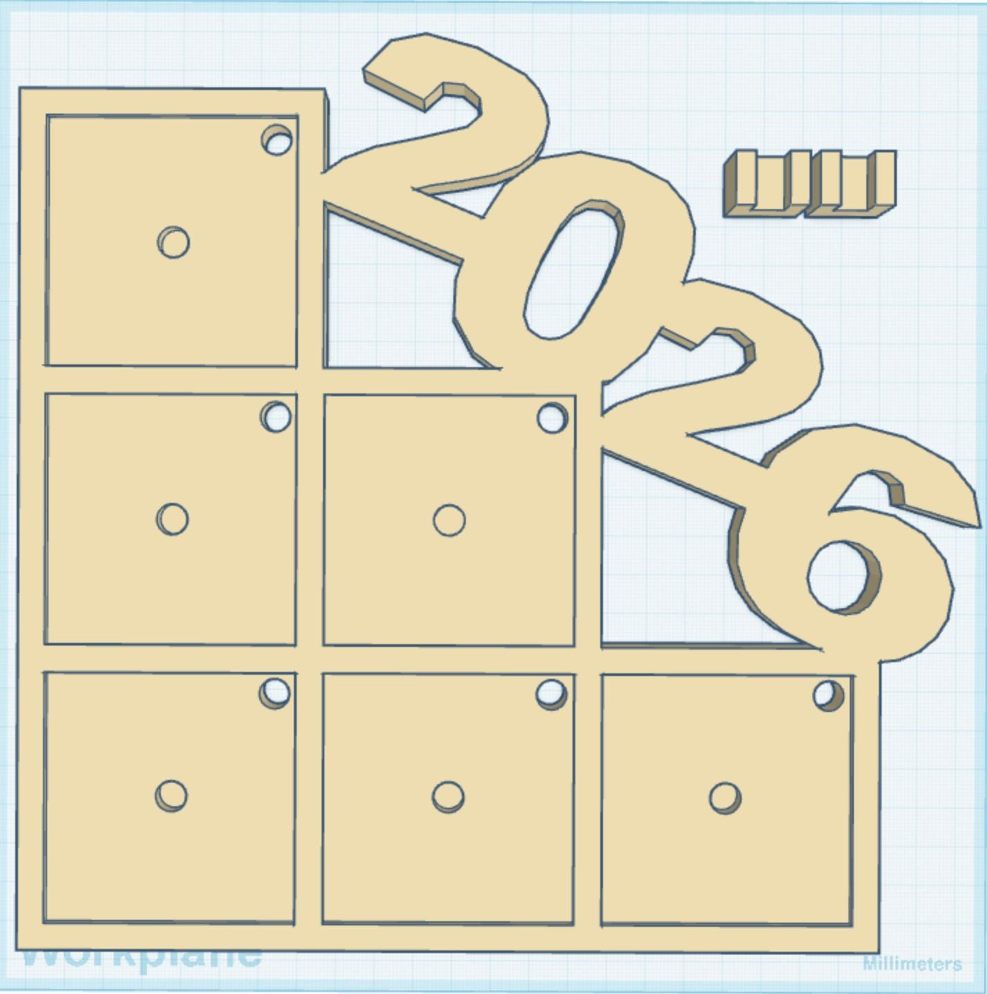 2.5" Magnet 2026 Year Frame STL Print File