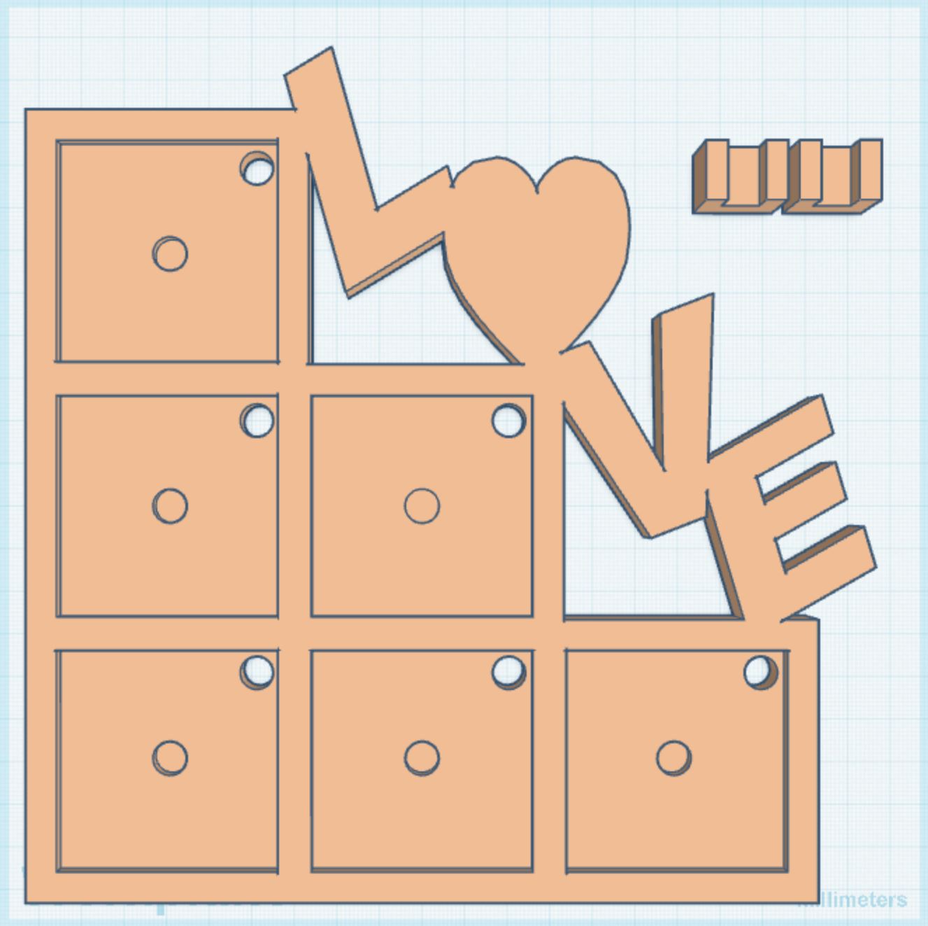 Love 50mm Magnet Frame STL Print File