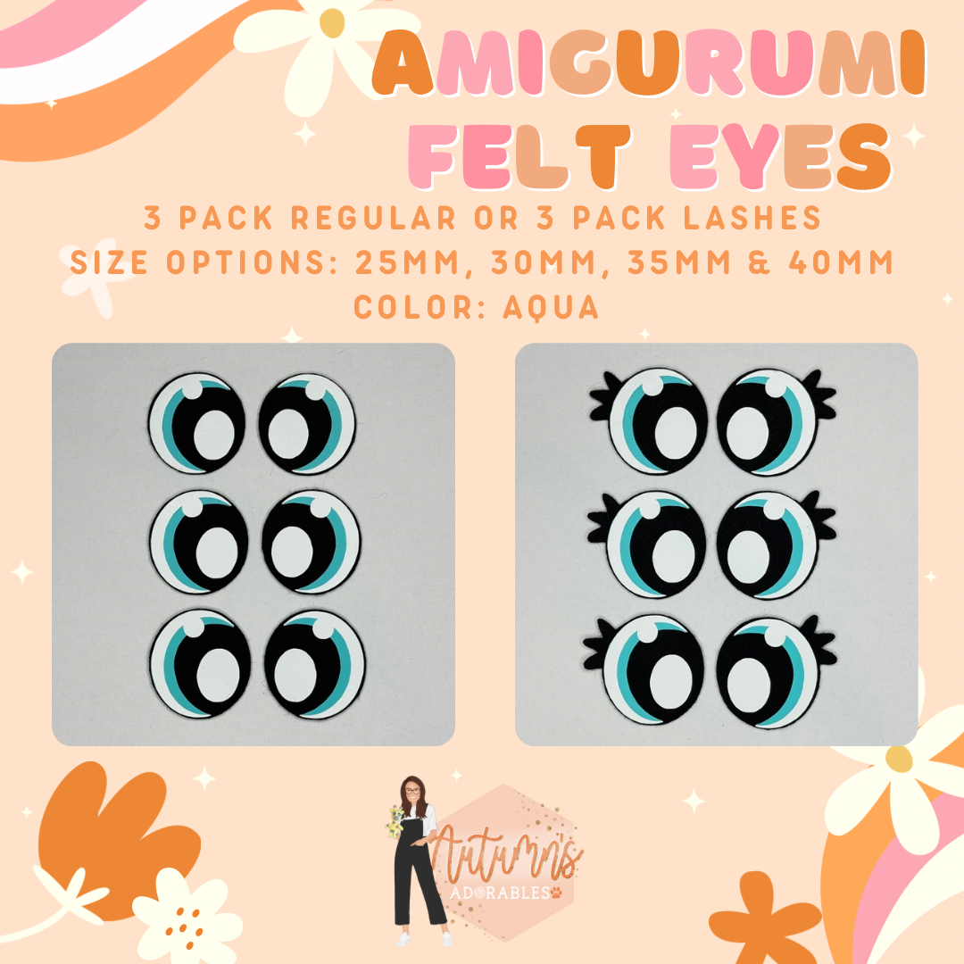 Aqua Felt Eyes (3 pack)