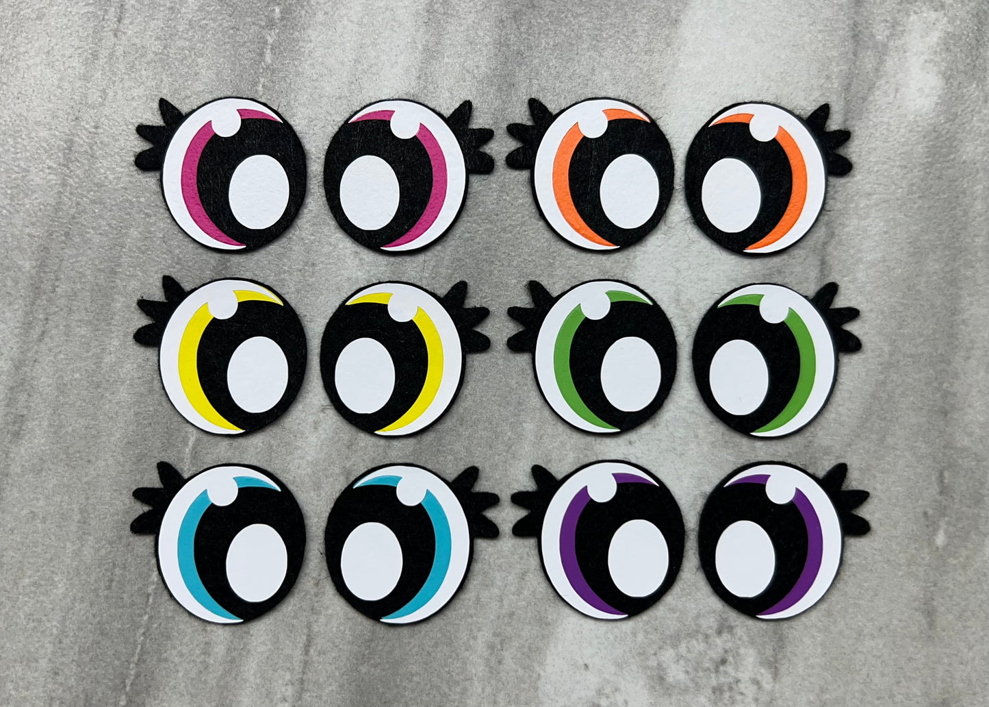 Bright Rainbow Variety Felt Eyes (6 pack)