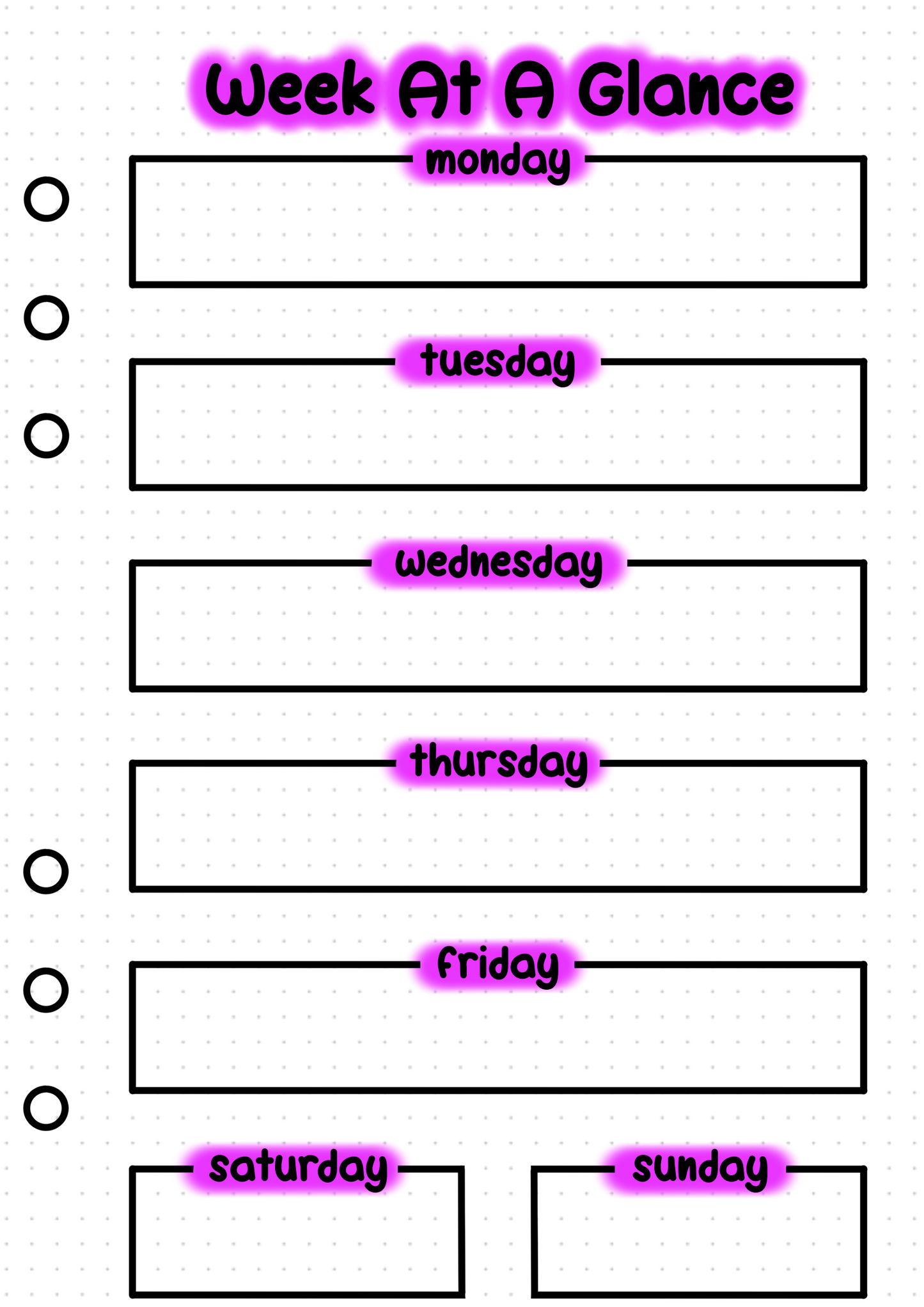 Week At A Glance - PRINT