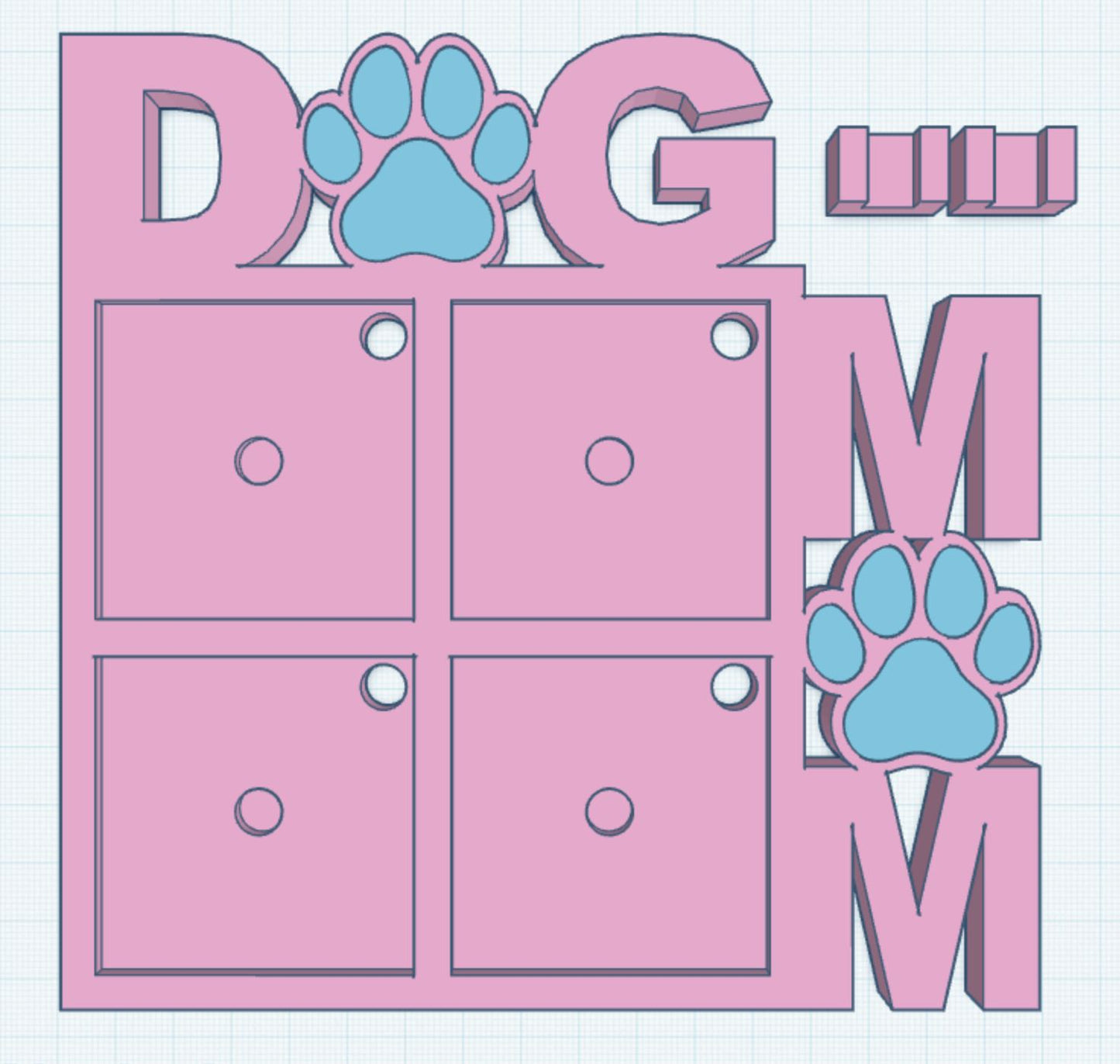 Dog Mom 2 Layer 50mm Magnet Frame STL Print File