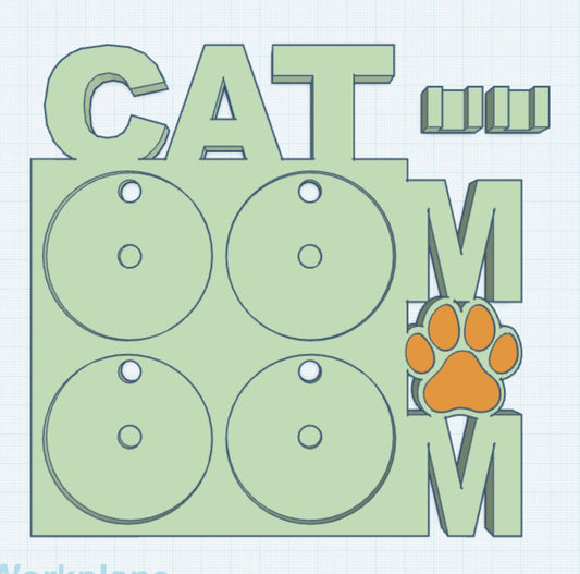 Cat Mom 2 Layer 2.25" Round Magnet Frame STL Print File