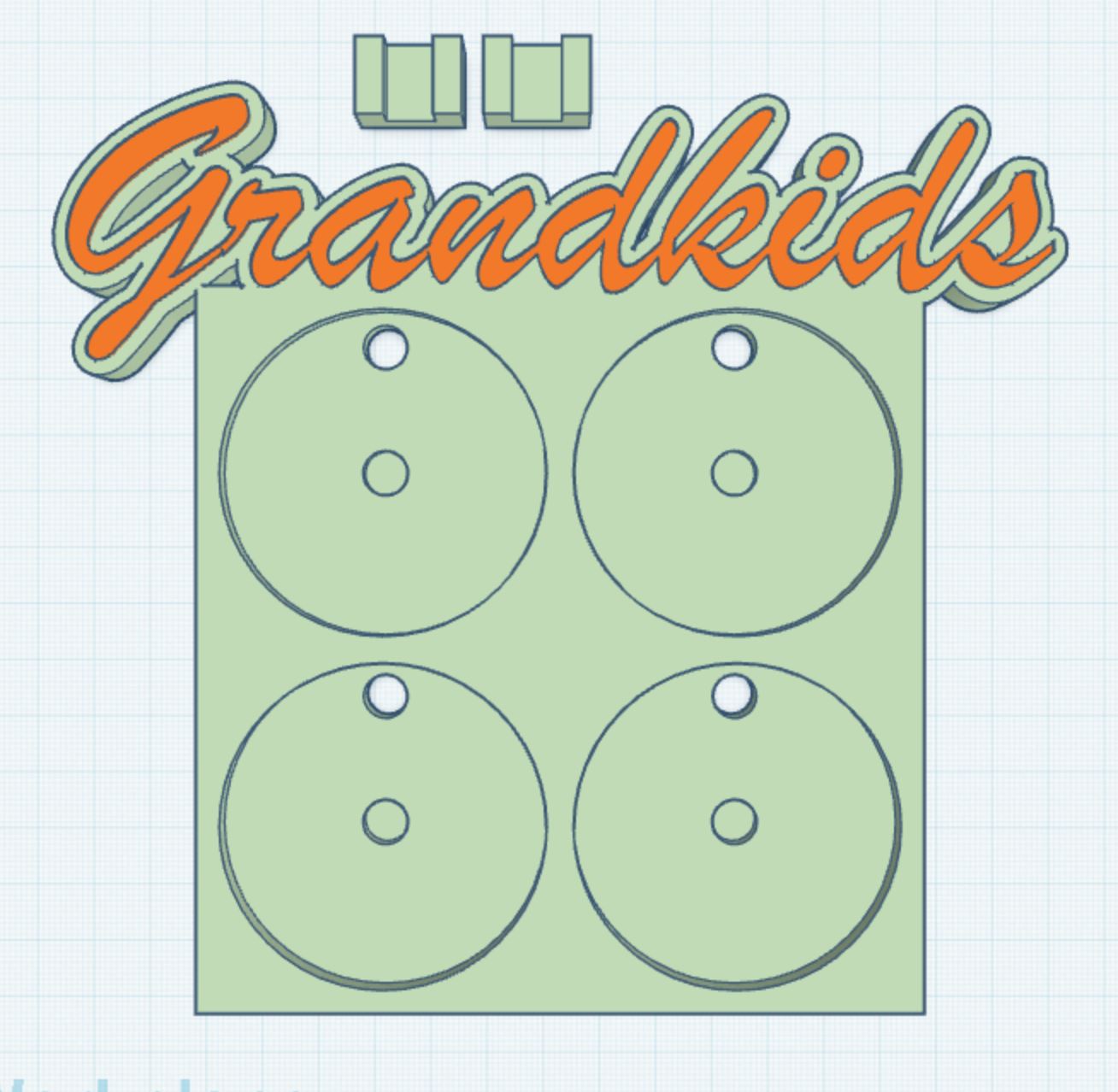 Grandkids 2 Layer 2.25" Round Magnet Frame STL Print File
