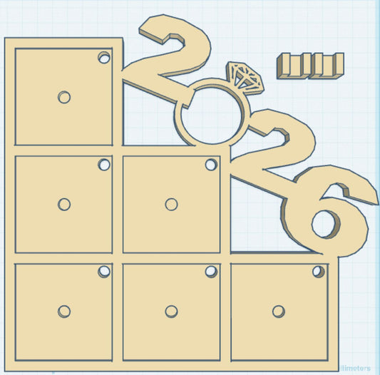 2.5" Magnet 2026 Ring Frame STL Print File