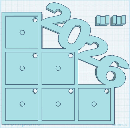 2026 Year 2" Magnet Frame STL Print File (MPRO/TITAN)