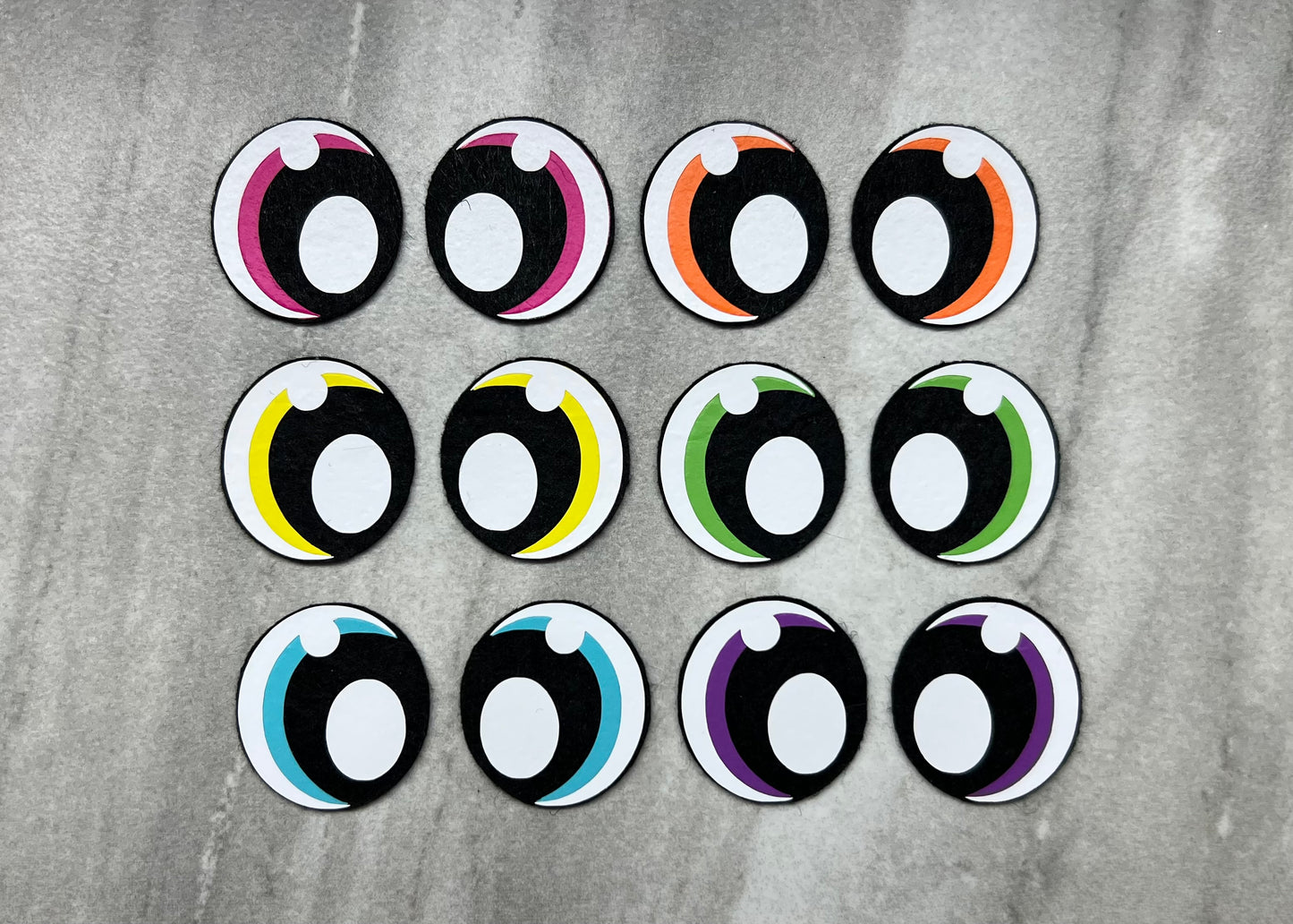 Bright Rainbow Variety Felt Eyes (6 pack)