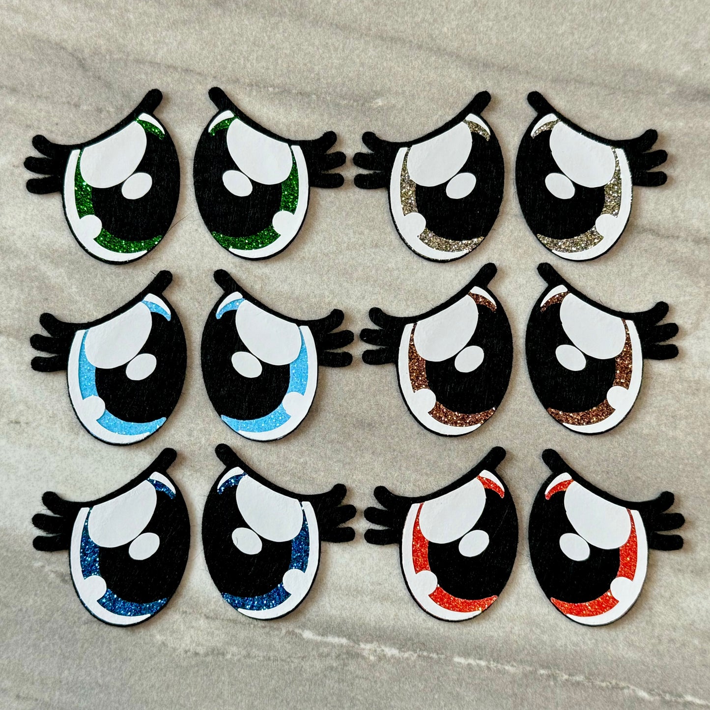 Neutral Glitter Pouty Eyes (35mm 6 pack)