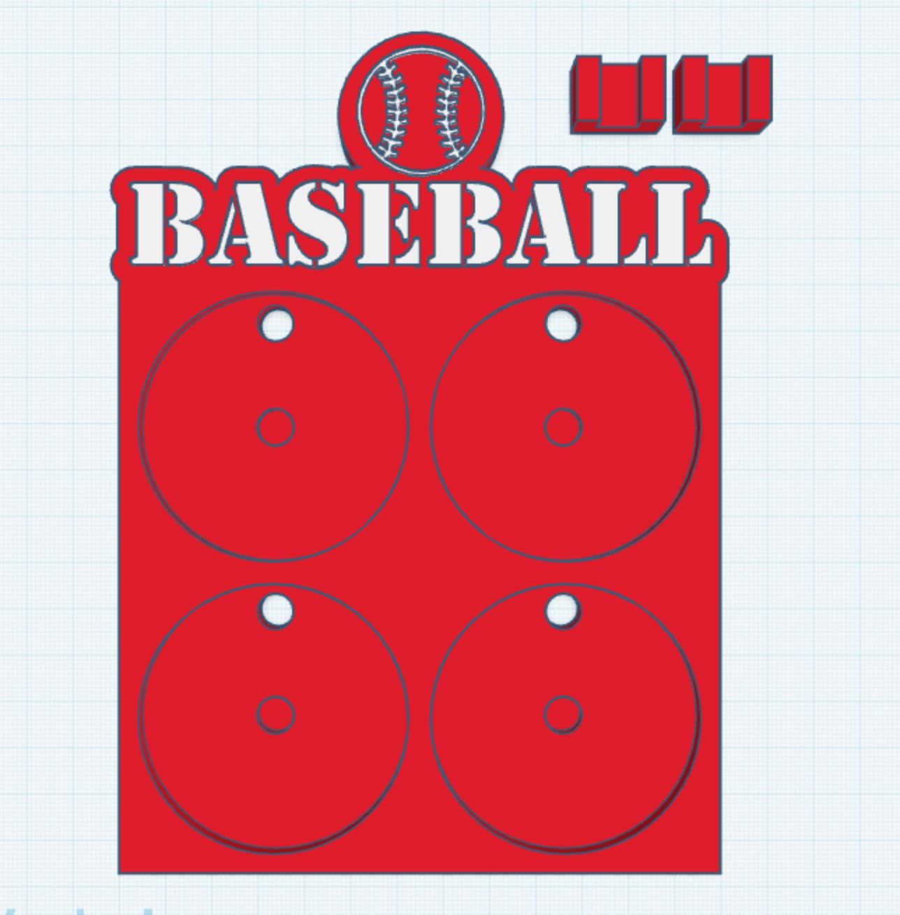 Baseball 2 Layer 2.25" Round Magnet Frame STL Print File