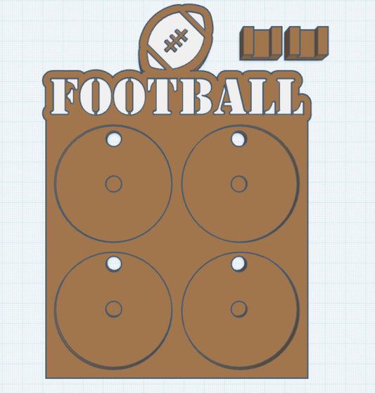 Football 2 Layer 2.25" Round Magnet Frame STL Print File