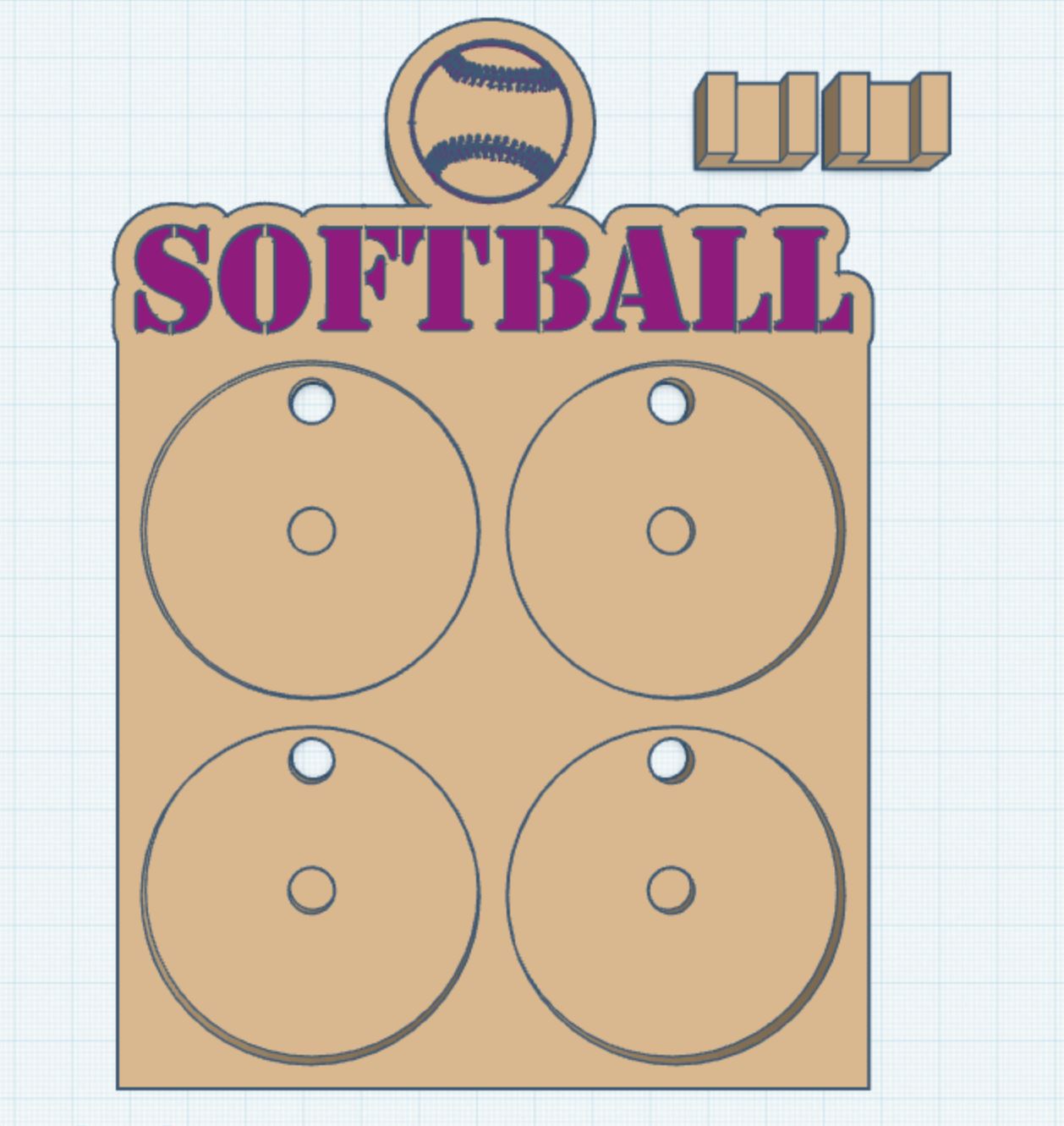 Softball 2 Layer 2.25" Round Magnet Frame STL Print File